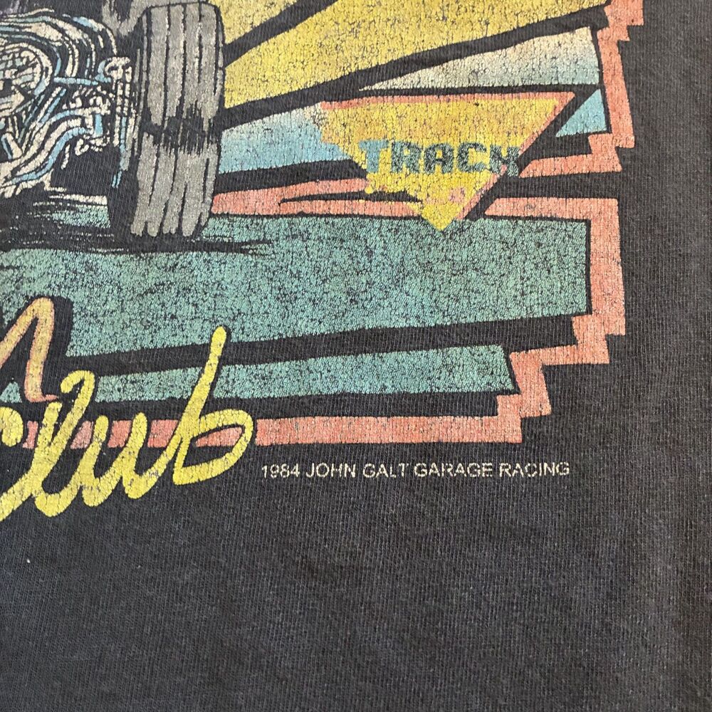John Galt Vintage Distressed Off Shoulder Race Car Graphic Grunge Y2K Tee - Picture 5 of 8